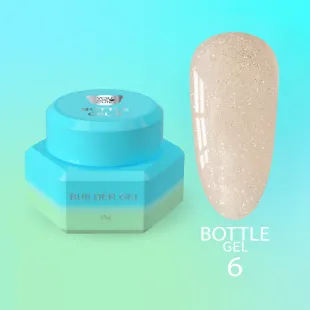 BOTTLE GEL 6 YouAreCute 15ml – Acrygel liquido champagne glitter builder per Rinforzo e allungamento