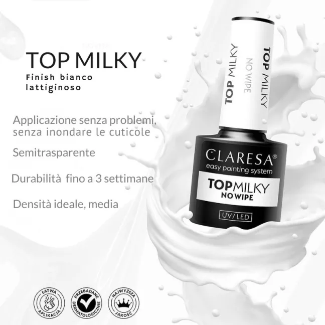 TOP MILKY Claresa 5ml - Finish bianco lattiginoso topcoat senza dispersione
