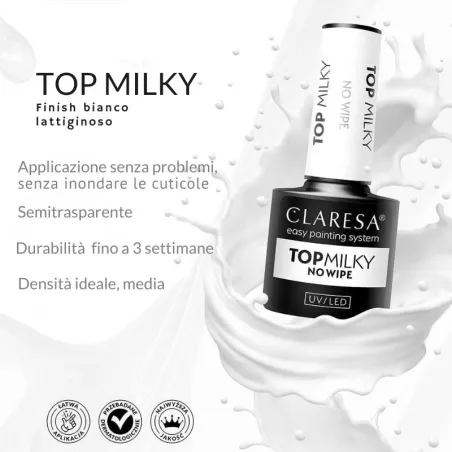 TOP MILKY Claresa 5ml - Finish bianco lattiginoso topcoat senza dispersione