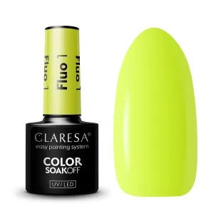 FLUO 1 Claresa 5ml - Semipermanente Polish soakoff fluo Claresa 5 gr