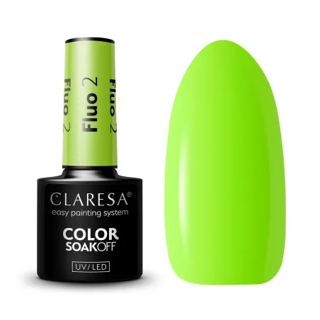 FLUO 2 Claresa 5ml - Semipermanente Polish soakoff verde fluo Claresa 5 gr