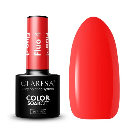 FLUO 4 Claresa 5ml - Semipermanente Polish soakoff rosso fluo Claresa 5 gr