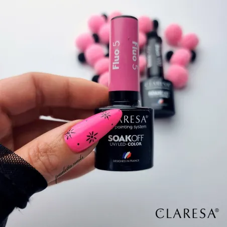 FLUO 5 Claresa 5ml - Semipermanente Polish soakoff rosa fluo Claresa 5 gr