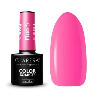 FLUO 5 Claresa 5ml - Semipermanente Polish soakoff rosa fluo Claresa 5 gr