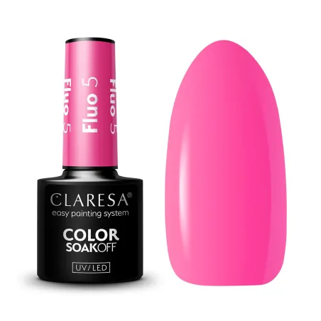 FLUO 5 Claresa 5ml - Semipermanente Polish soakoff rosa fluo Claresa 5 gr