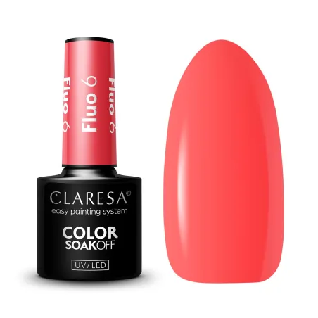 FLUO 6 Claresa 5ml - Semipermanente Polish soakoff corallo fluo Claresa 5 gr