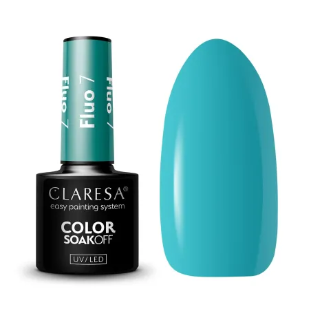 FLUO 7 Claresa 5ml - Semipermanente Polish soakoff azzurro fluo Claresa 5 gr