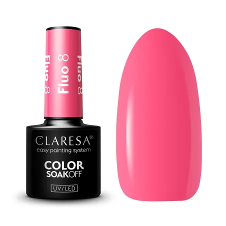 FLUO 8 Claresa 5ml - Semipermanente Polish soakoff rosa fluo Claresa 5 gr