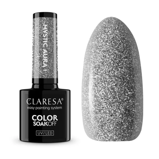 MYSTIC AURA 1 Claresa 5ml - Semipermanente Polish soakoff argento Claresa 5gr