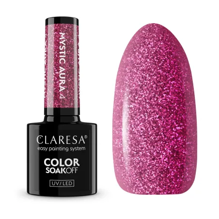 MYSTIC AURA 4 Claresa 5ml - Semipermanente Polish soakoff ciclamino glitter 5gr