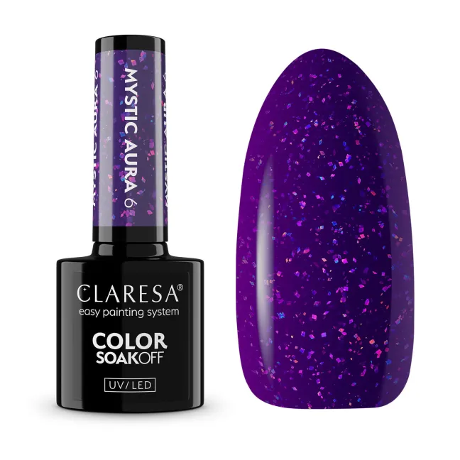 MYSTIC AURA 6 Claresa 5ml - Semipermanente Polish soakoff blu glitter 5gr