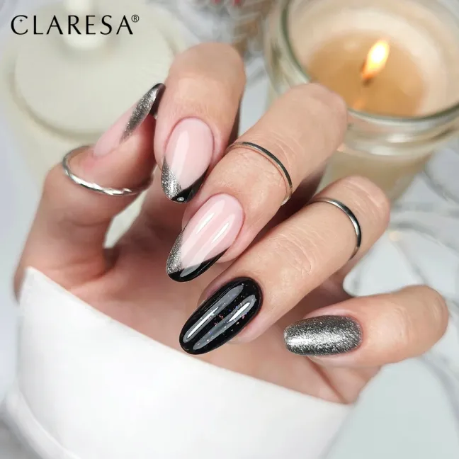 MYSTIC AURA 8 Claresa 5ml - Semipermanente Polish soakoff nero glitter5gr
