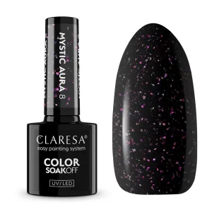 MYSTIC AURA 8 Claresa 5ml - Semipermanente Polish soakoff nero glitter5gr