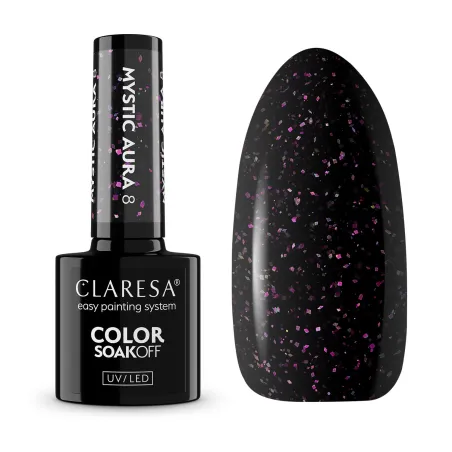 MYSTIC AURA 8 Claresa 5ml - Semipermanente Polish soakoff nero glitter5gr