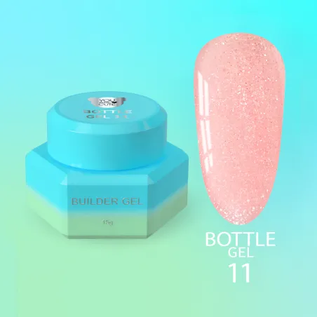 BOTTLE GEL 11 YouAreCute 15ml – Acrygel liquido rosa glitter builder per Rinforzo e allungamento