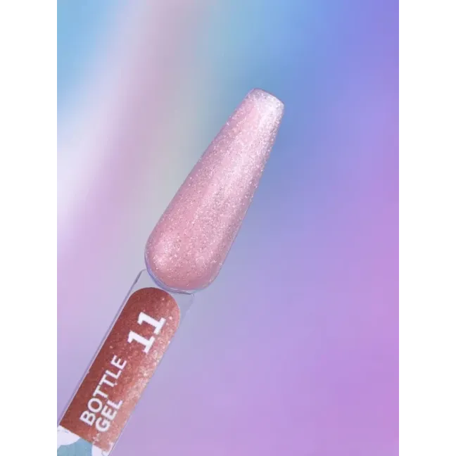 BOTTLE GEL 11 YouAreCute 15ml – Acrygel liquido rosa glitter builder per Rinforzo e allungamento