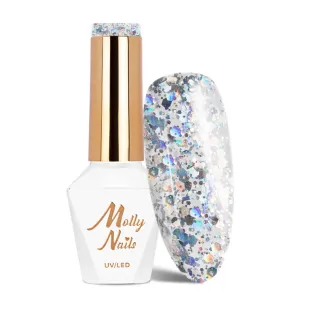 530 MollyNails 8gr - CRUSHED DIAMOND Smalto glitter holo argento semipermanente Soakoff