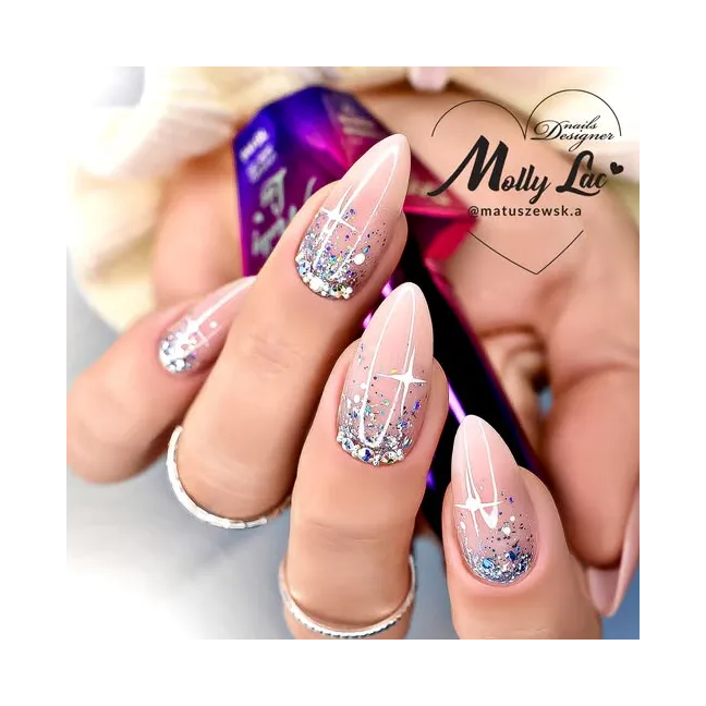 531 MollyNails 8gr - CRUSHED DIAMOND Smalto glitter argento semipermanente Soakoff