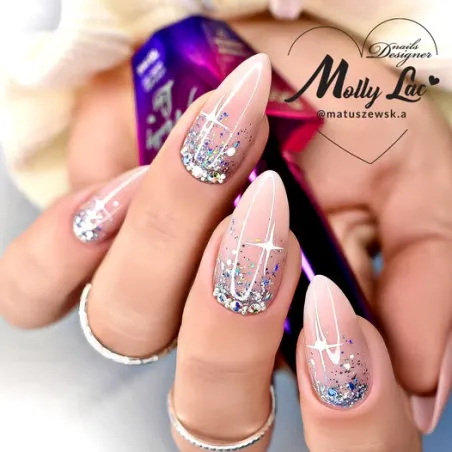 531 MollyNails 8gr - CRUSHED DIAMOND Smalto glitter argento semipermanente Soakoff