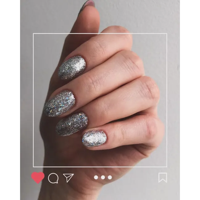531 MollyNails 8gr - CRUSHED DIAMOND Smalto glitter argento semipermanente Soakoff