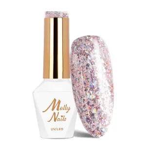 532 MollyNails 8gr - CRUSHED DIAMOND Smalto glitter rosa holo semipermanente Soakoff