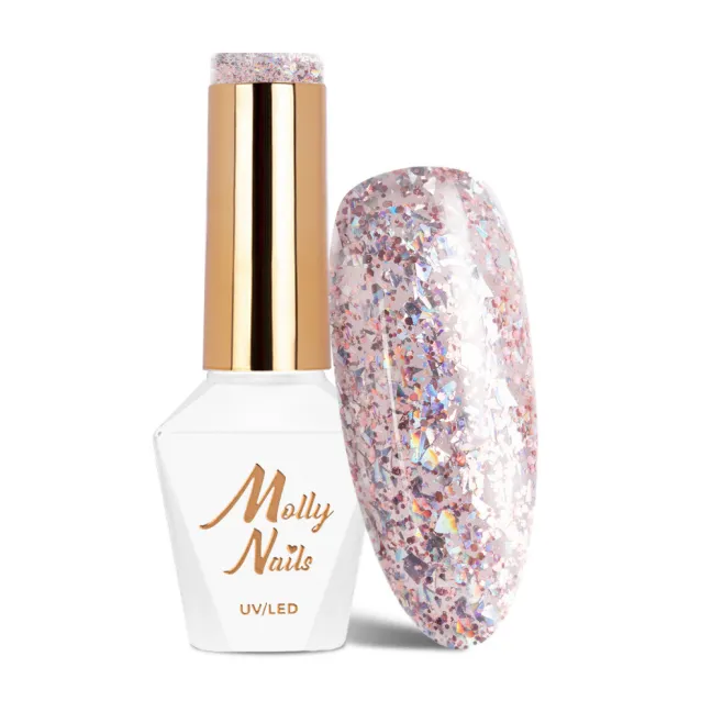 532 MollyNails 8gr - CRUSHED DIAMOND Smalto glitter rosa holo semipermanente Soakoff