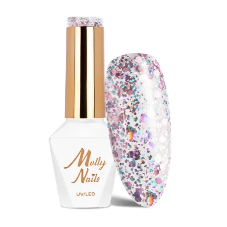 533 MollyNails 8gr - CRUSHED DIAMOND Smalto glitter viola holo semipermanente Soakoff