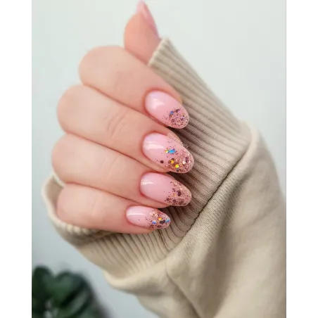 534 MollyNails 8gr - CRUSHED DIAMOND Smalto glitter rosa holo semipermanente Soakoff