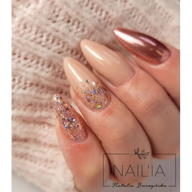 534 MollyNails 8gr - CRUSHED DIAMOND Smalto glitter rosa holo semipermanente Soakoff