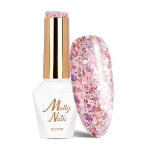 534 MollyNails 8gr - CRUSHED DIAMOND Smalto glitter rosa holo semipermanente Soakoff