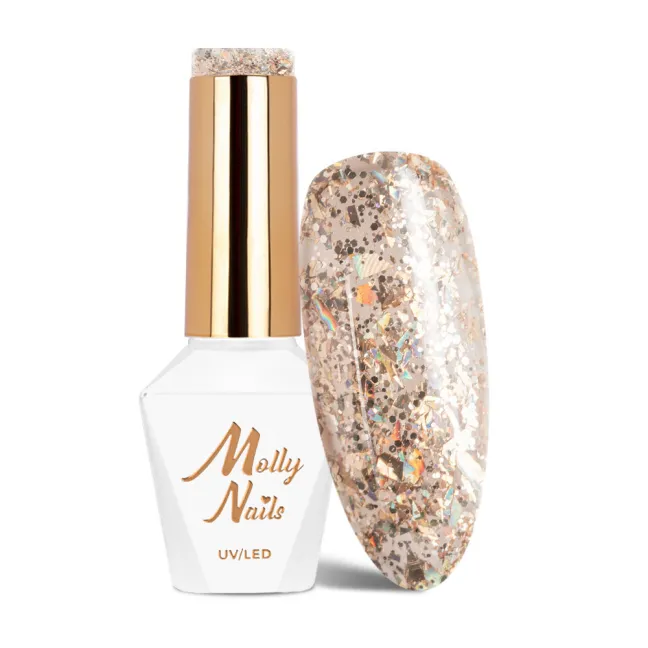 535 MollyNails 8gr - CRUSHED DIAMOND Smalto glitter oro holo semipermanente Soakoff