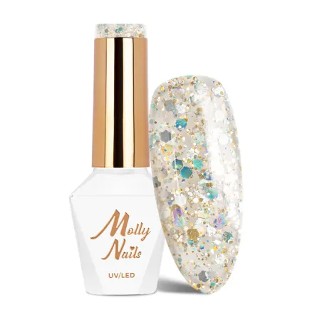 536 MollyNails 8gr - CRUSHED DIAMOND Smalto glitter oro holo semipermanente Soakoff
