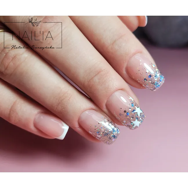 538 MollyNails 8gr - CRUSHED DIAMOND Smalto glitter argento holo semipermanente Soakoff