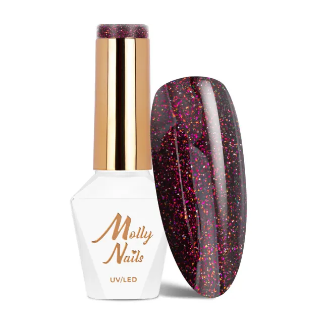 688 MollyLac 10gr - SHOCKING SHINE Smalto holo flash rosso semipermanente Soakoff
