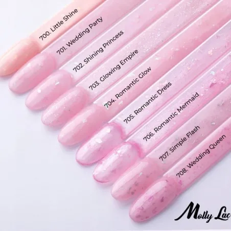 701 MollyLac 10gr - SPARKLING FRENCH Smalto rosa flakes semipermanente Soakoff