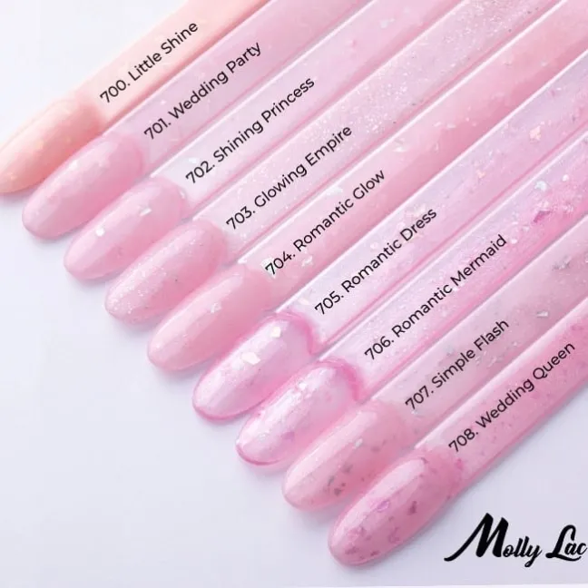 706 MollyLac 10gr - SPARKLING FRENCH Smalto rosa flakes semipermanente Soakoff