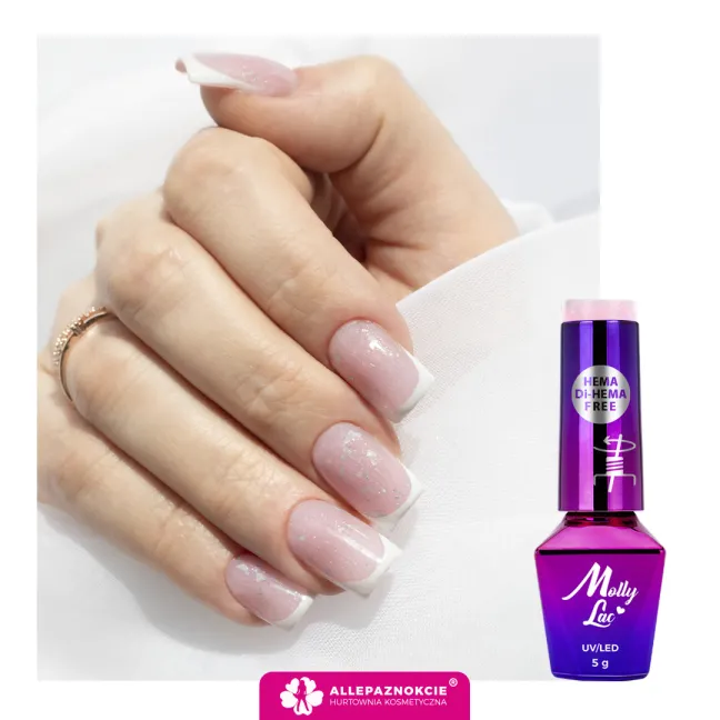 707 MollyLac 10gr - SPARKLING FRENCH Smalto rosa flakes semipermanente Soakoff