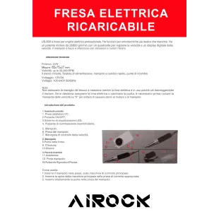 FRESA EUPHEMIA Airock- Micromotore bianco glitter fresa portatile senza filo 25W 2