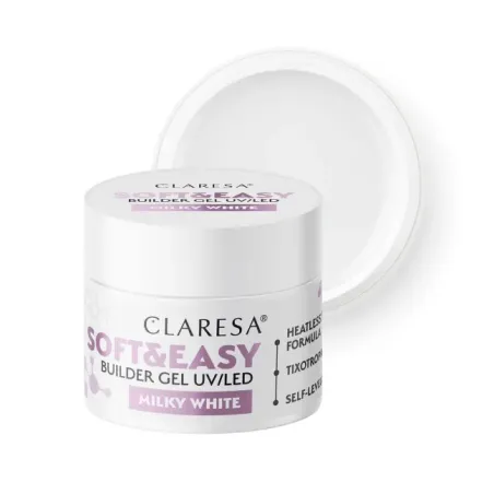 Gel costruttore Soft & Easy MILKY WHITE Claresa 45 gr, unghie CLARESA, GEL COSTRUTTORI unghie.