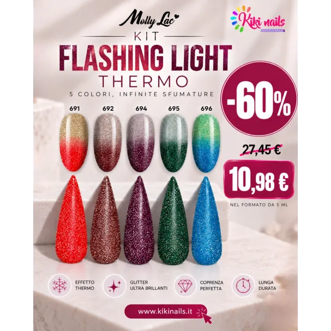 Kit FLASHING THERMO - 5 colori semipermaneti termo Mollylac 5ml