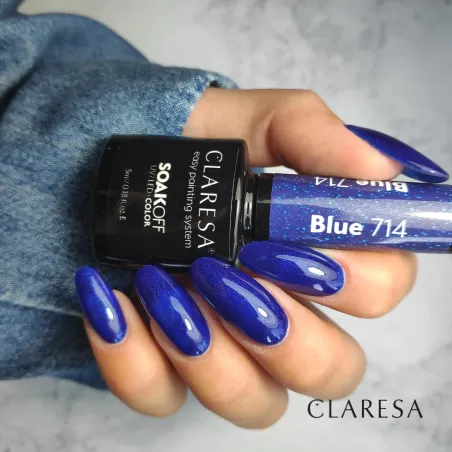 BLUE 714 Claresa 5ml - Semipermanente blu glitter Polish soakoff