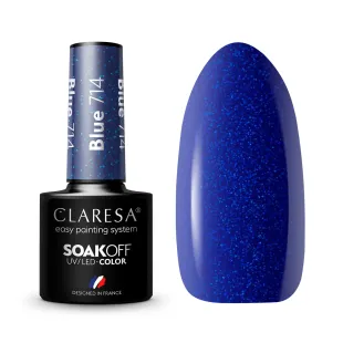BLUE 714 Claresa 5ml - Semipermanente blu glitter Polish soakoff