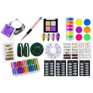 Kit Nail Art Completo – Artistic White, Liner, French, Pigmenti e Decorazioni Unghie