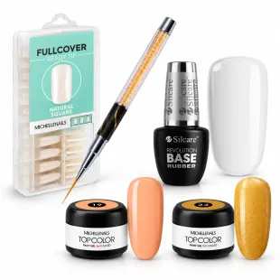 Kit Ricostruzione Express – Full Cover Tip + Rubber Base + 2 Paint Gel Michellenails + Liner