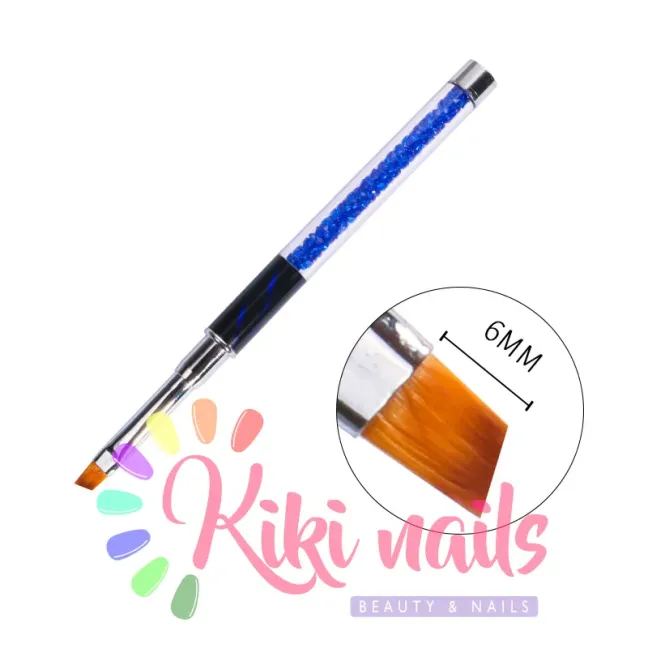 Pennello one stroke, punta obliqua 6 mm, modello cat eye blu, unghie Altro, PENNELLI unghie.