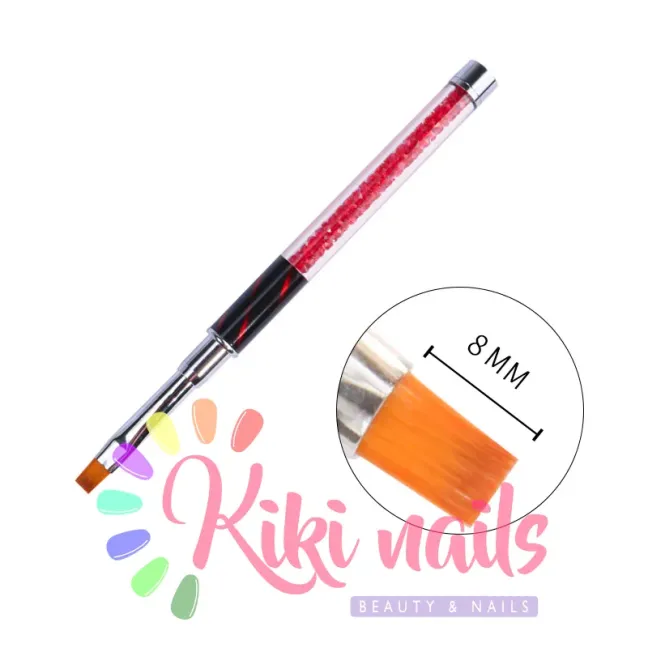 Pennello gel, punta quadrata, 8 mm, modello cat eye rosso, unghie Altro, PENNELLI unghie.