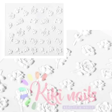 Stickers nail 5D  rose bianche, decorazione in rilievo, unghie Allepaznokcie, OUTLET unghie.