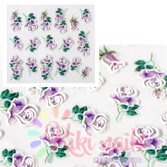 Stickers nail 5D  rose viola, decorazione in rilievo, unghie Allepaznokcie, OUTLET unghie.