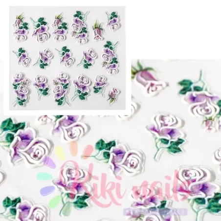 Stickers nail 5D  rose viola, decorazione in rilievo, unghie Allepaznokcie, OUTLET unghie.