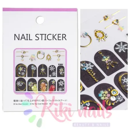 Stickers nail metallizzati JEWELRY CHRISTMAS, unghie Altro, WATER DECAL - STICKERS unghie.